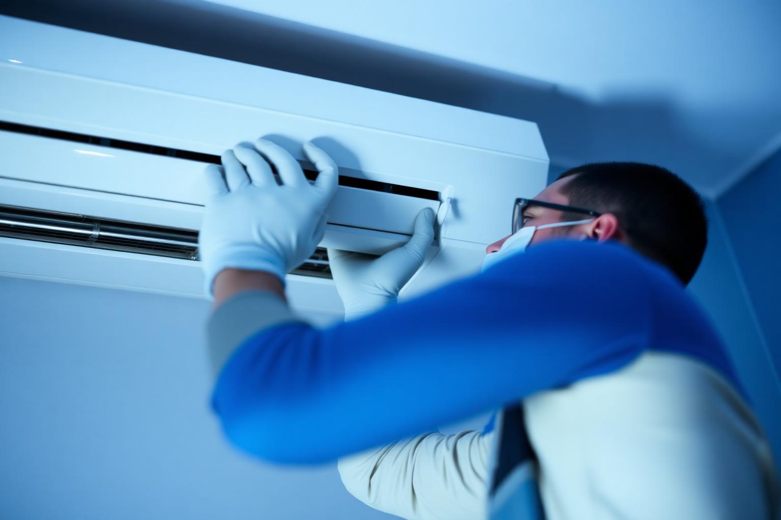 Técnico instalando ar-condicionado